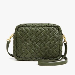 Clare V. Army green puffy woven midi sac crossbody